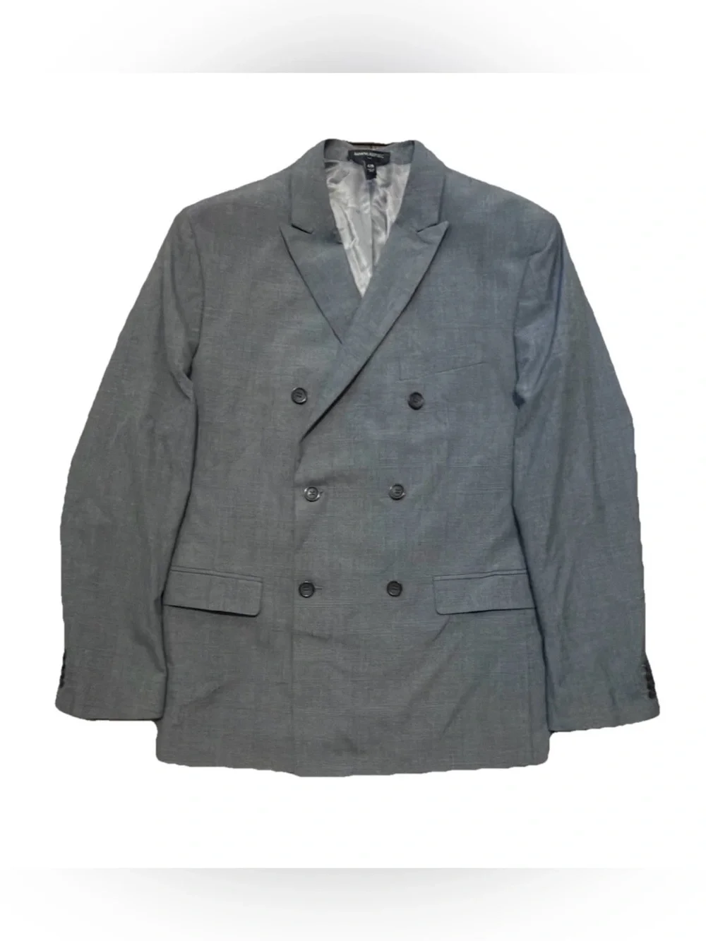Banana Republic Men's 42R Gray Glen Plaid Double Breasted Slim Top Suit Jacket